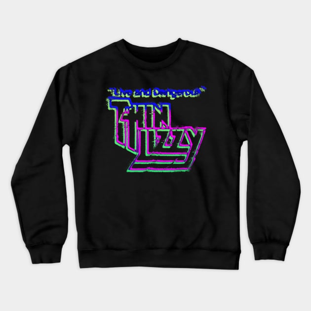 thin lizzy offset gradient graphic Crewneck Sweatshirt by HAPPY TRIP PRESS